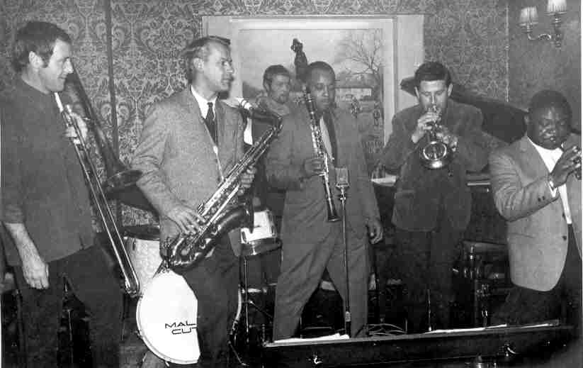 Photo of Alan with Duke Ellington band members